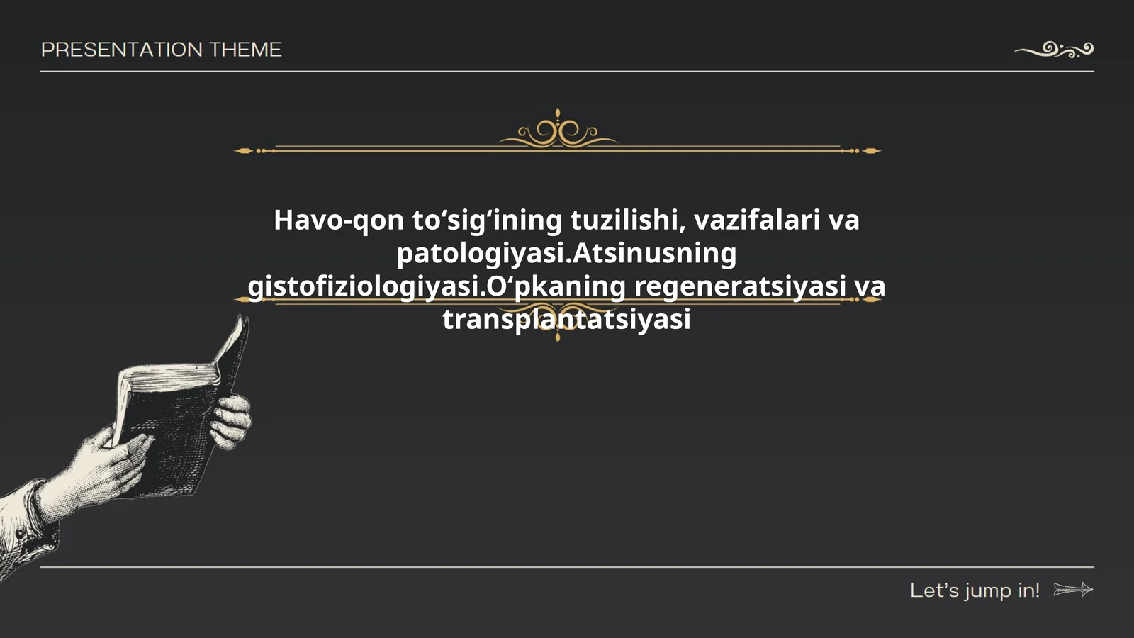 Havo-qon toʻsigʻining tuzilishi, vazifalari va patologiyasi.Atsinusning gistofiziologiyasi.Oʻpkaning regeneratsiyasi va transplantatsiyasi