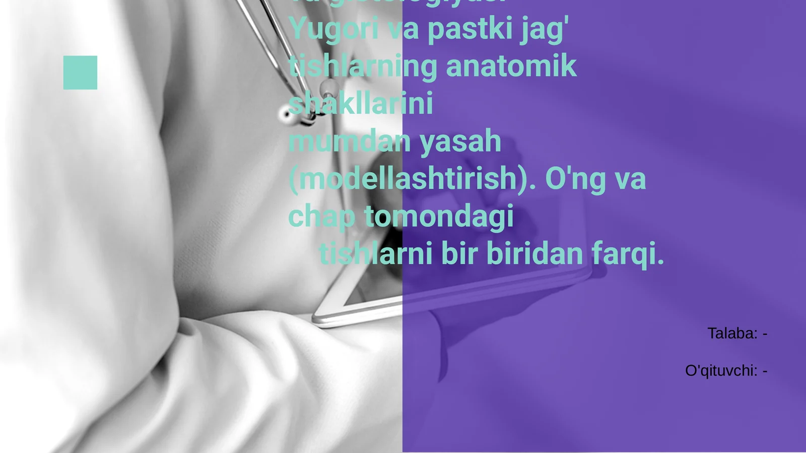 Tishlarning anatomiyasi va gistologiyasi