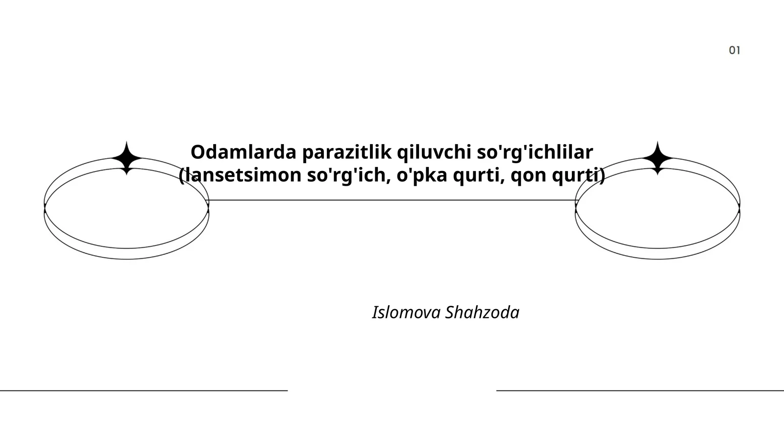 Odamlarda parazitlik qiluvchi so'rg'ichlilar (lansetsimon so'rg'ich, o'pka qurti, qon qurti) by Islomova Shahzoda