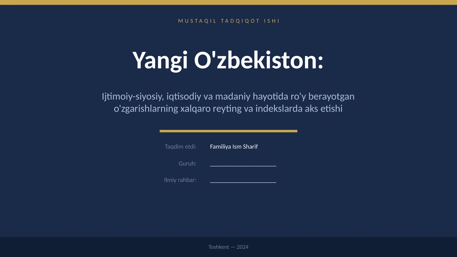 Yangi O'zbekiston: Ijtimoiy-siyosiy, iqtisodiy va madaniy hayotida ro'y berayotgan o'zgarishlarning xalqaro reyting va indekslarda aks etishi