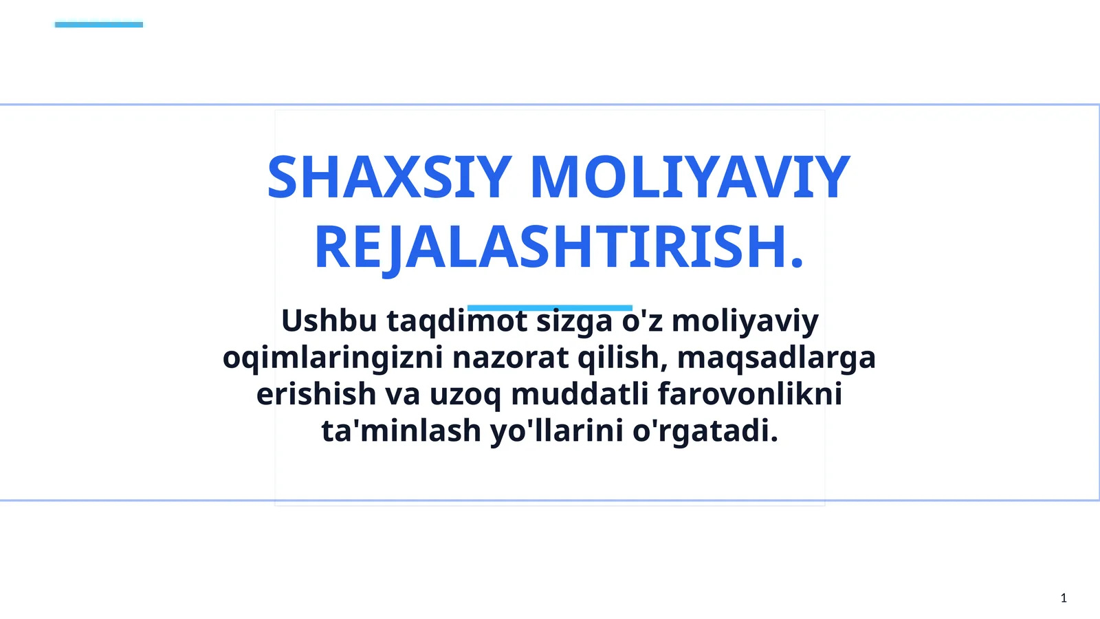 Shaxsiy moliyaviy rejalashtirish