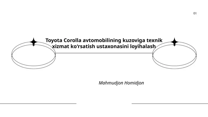 Toyota Corolla avtomobilining kuzoviga texnik xizmat ko‘rsatish ustaxonasini loyihalash