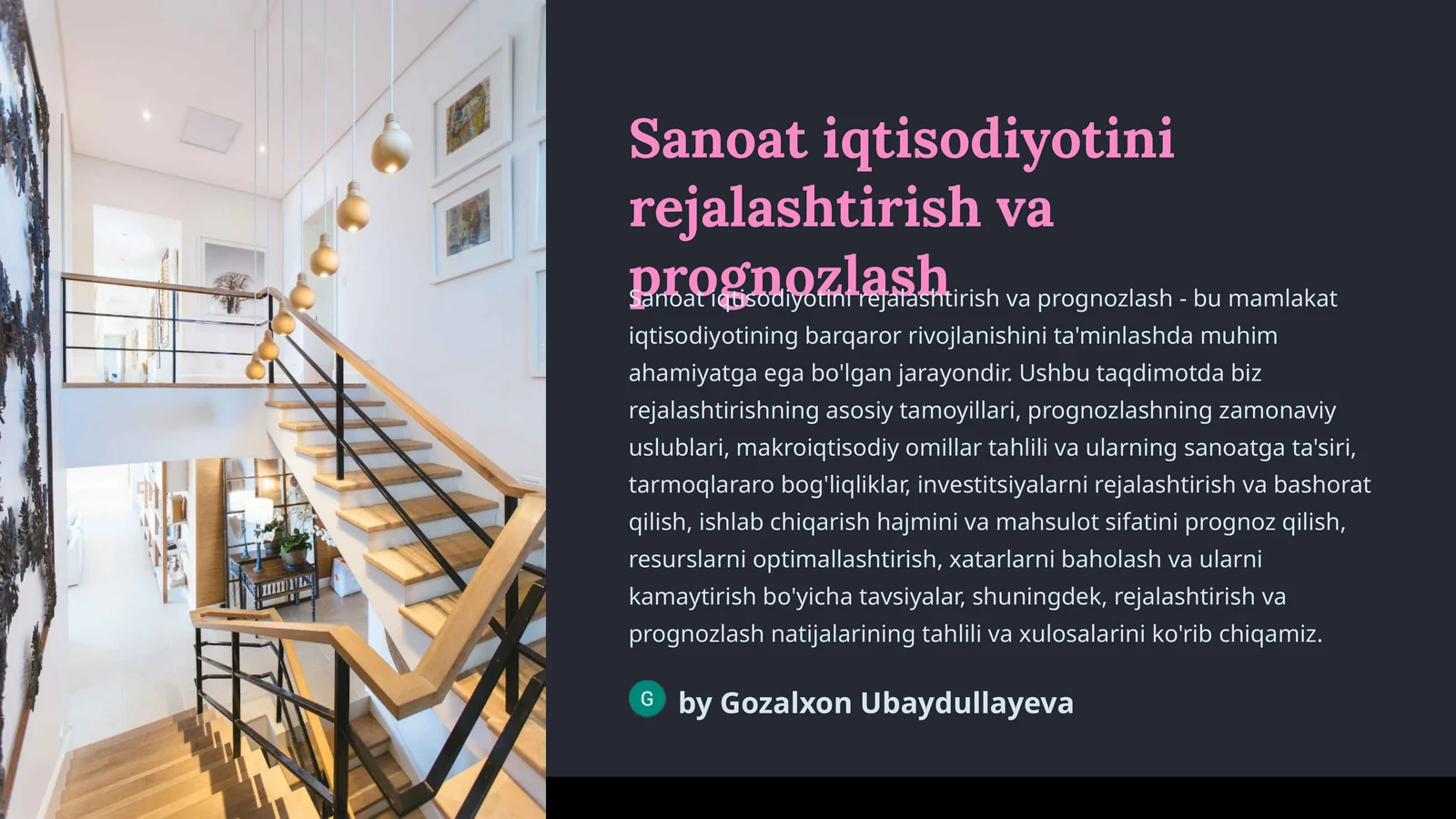 Sanoat iqtisodiyotini rejalashtirish va prognozlash