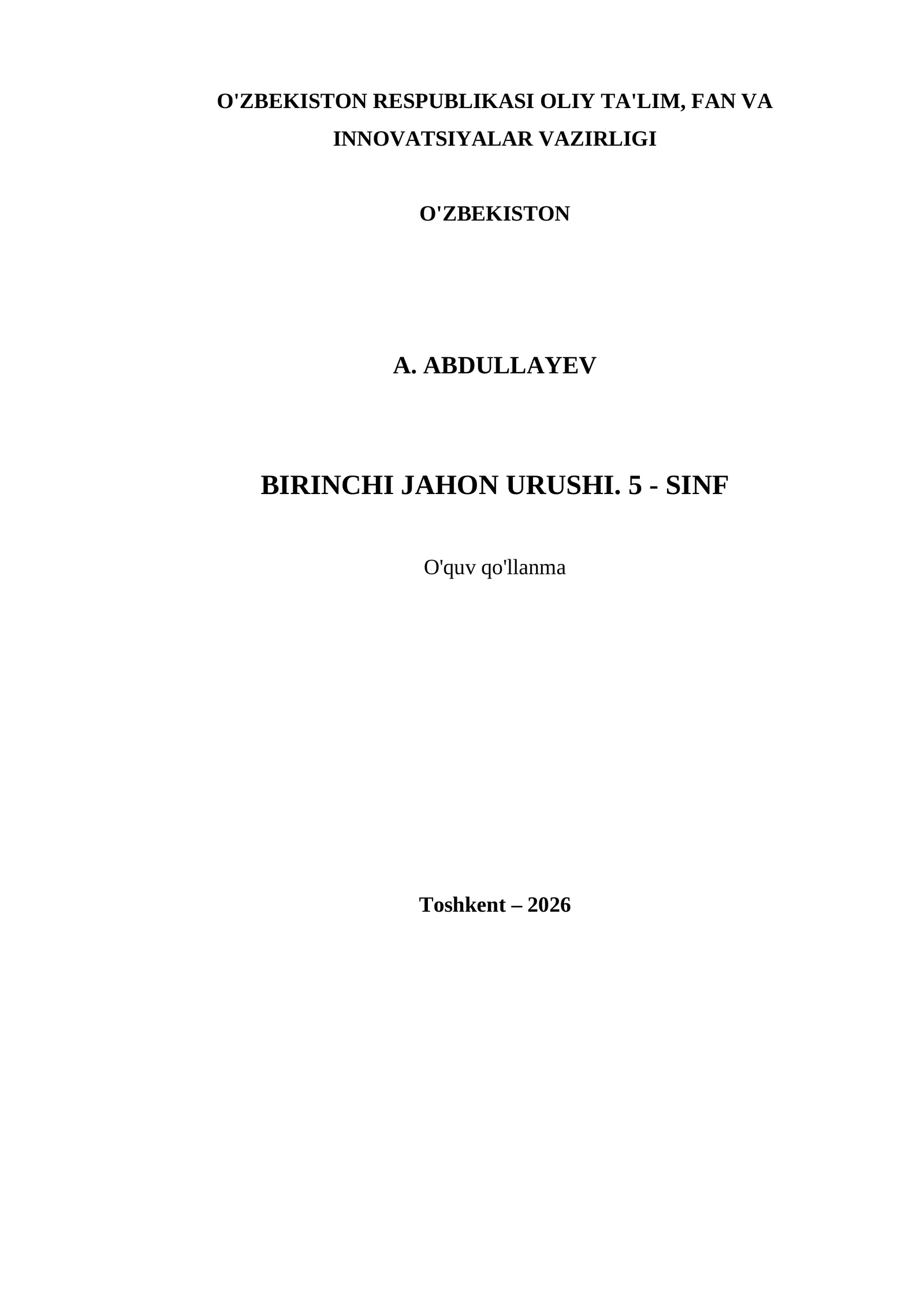 BIRINCHI JAHON URUSHI. 5 - SINF