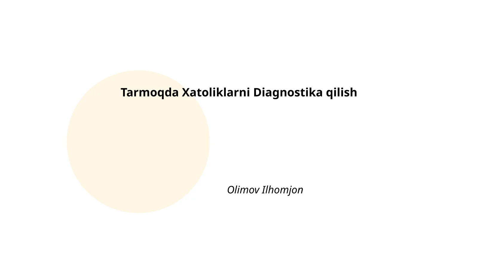 Tarmoqda Xatoliklarni Diagnostika qilish