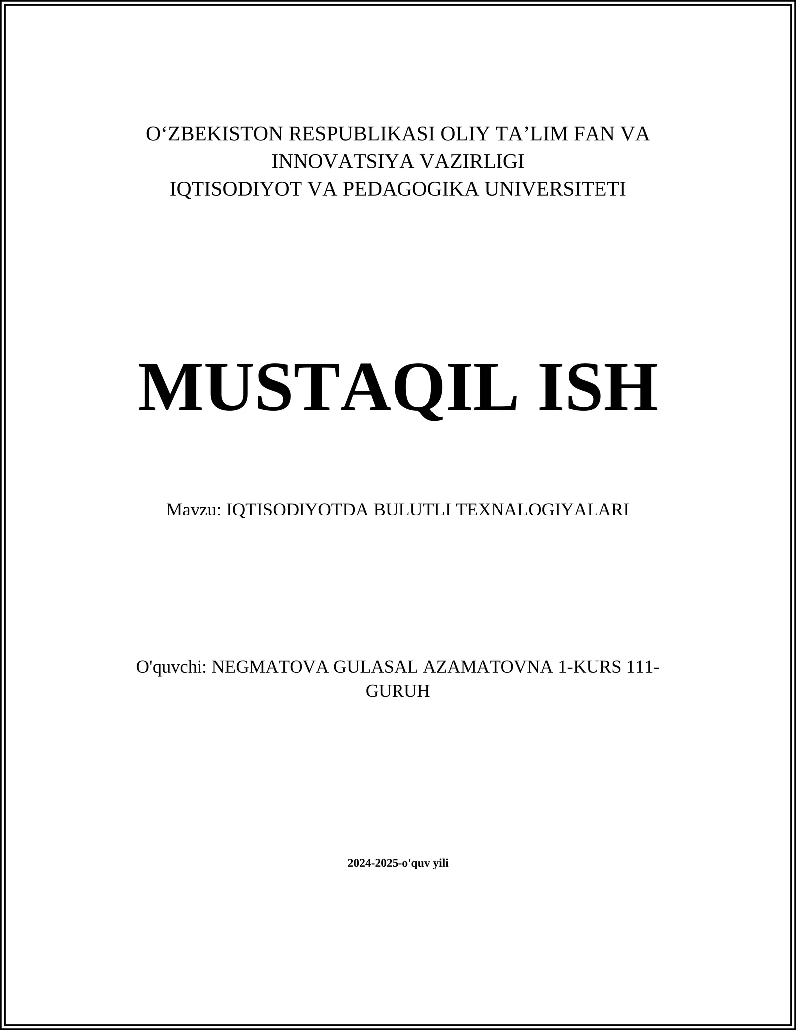 Bulutli hisoblash asoslari
