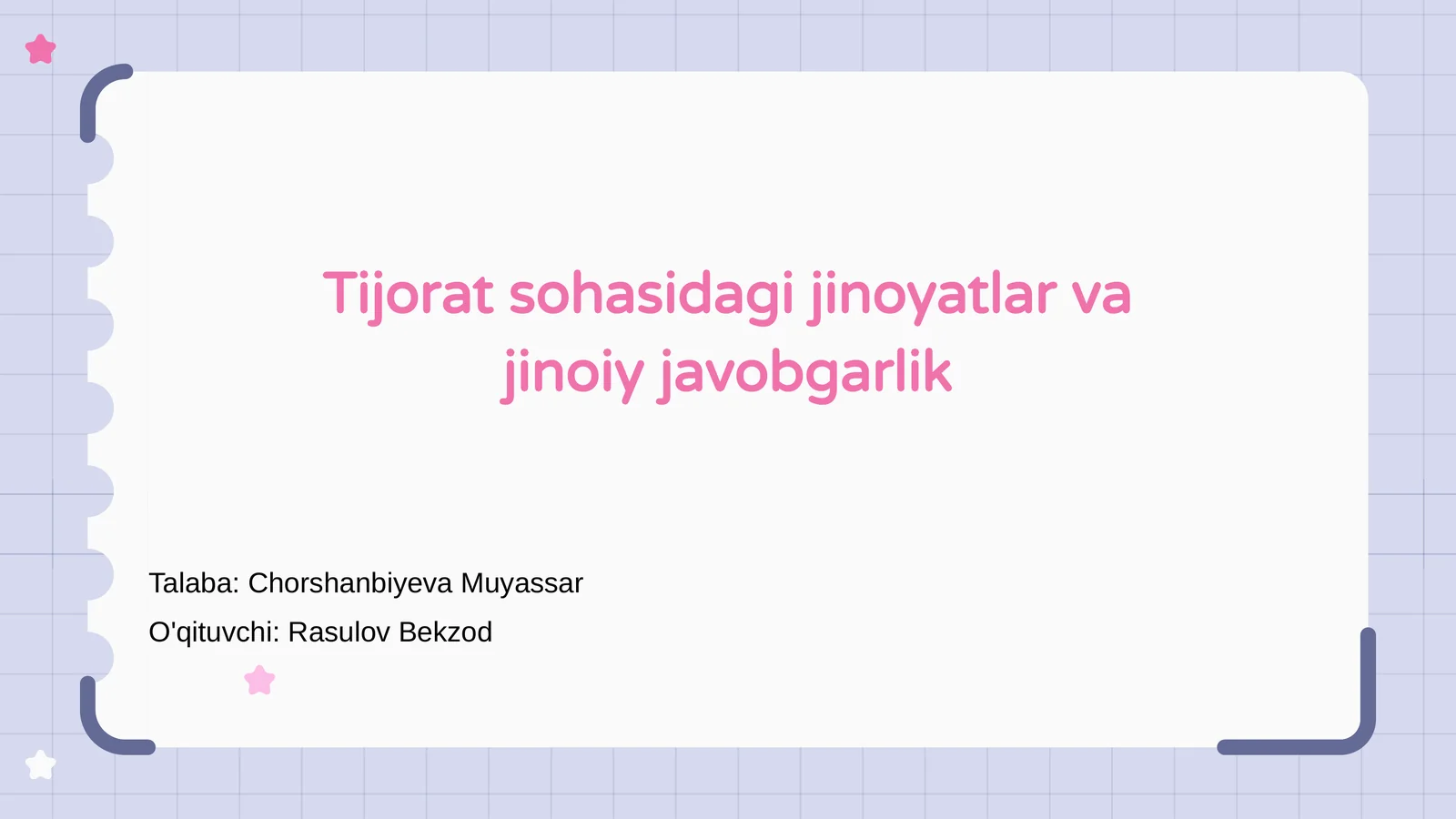 Tijorat sohasidagi jinoyatlar va jinoiy javobgarlik