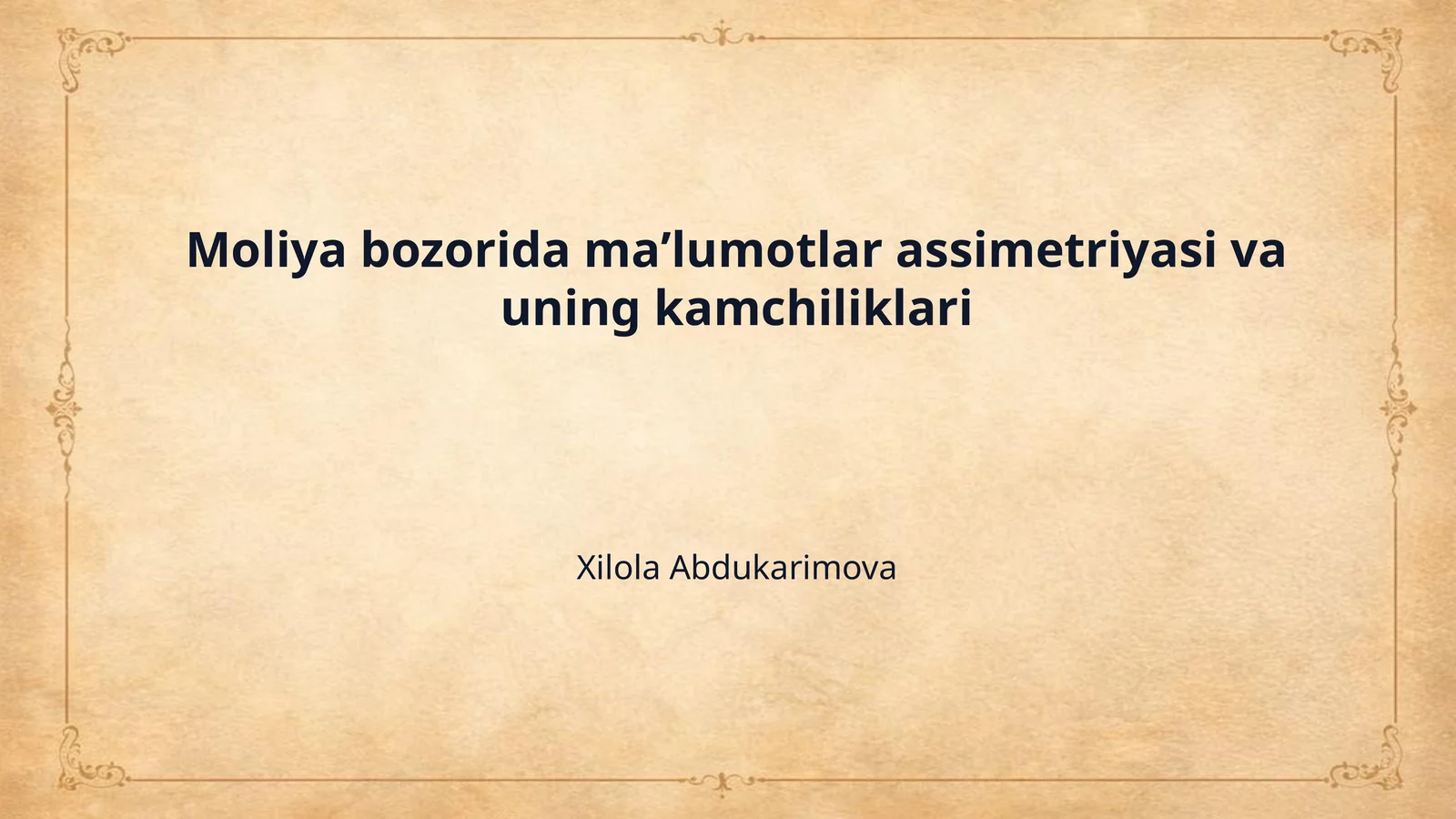 Moliya bozorida maʼlumotlar assimetriyasi va uning kamchiliklari