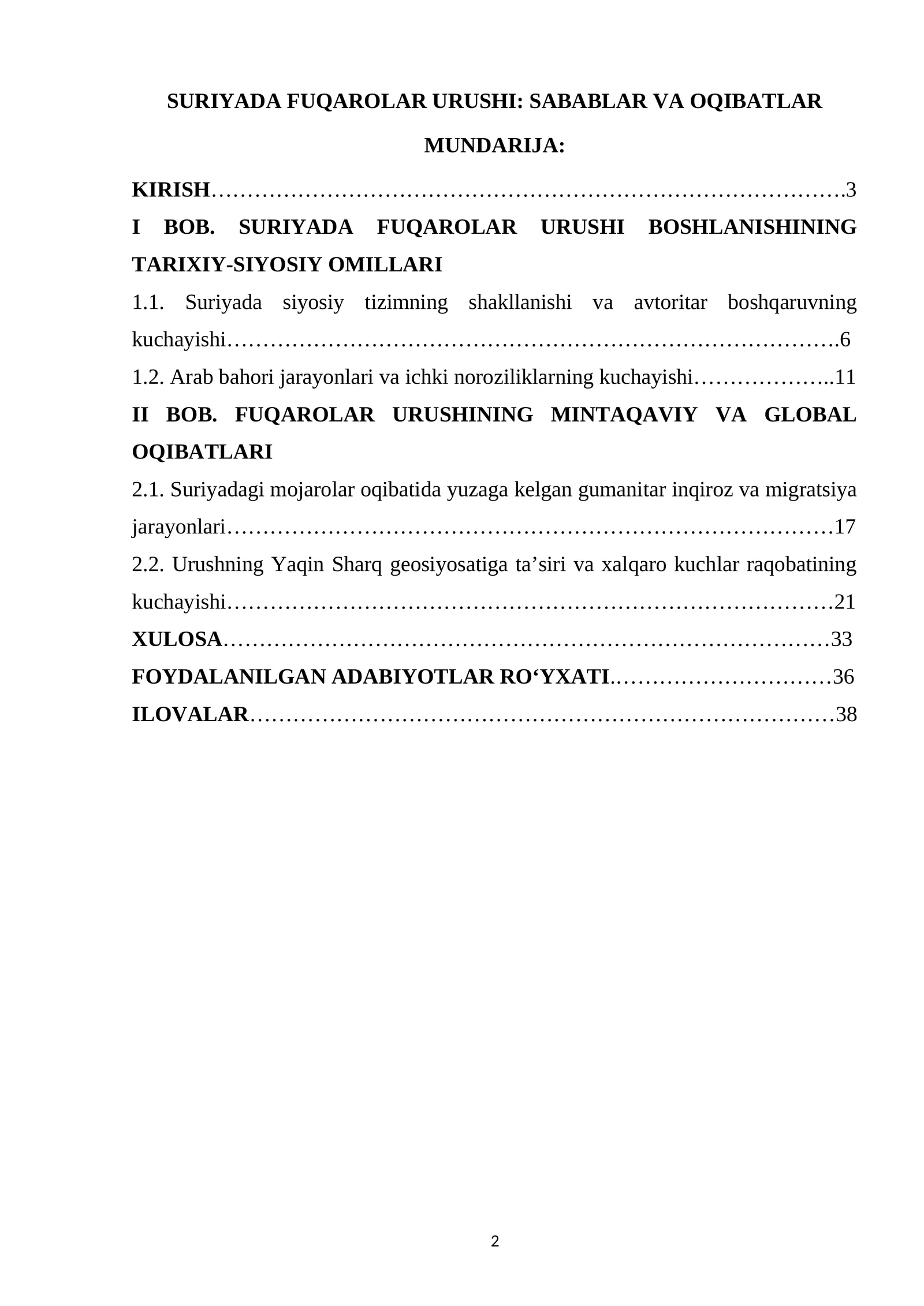 SURIYADA FUQAROLAR URUSHI: SABABLAR VA OQIBATLAR