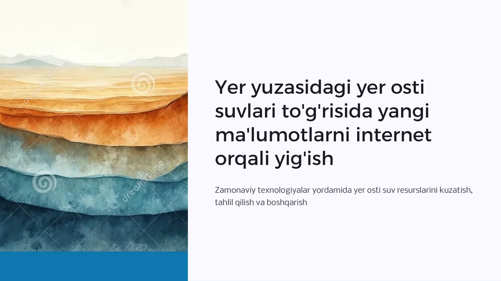 Yer osti suvlari to'g'risida yangi ma'lumotlarni internet orqali yig'ish