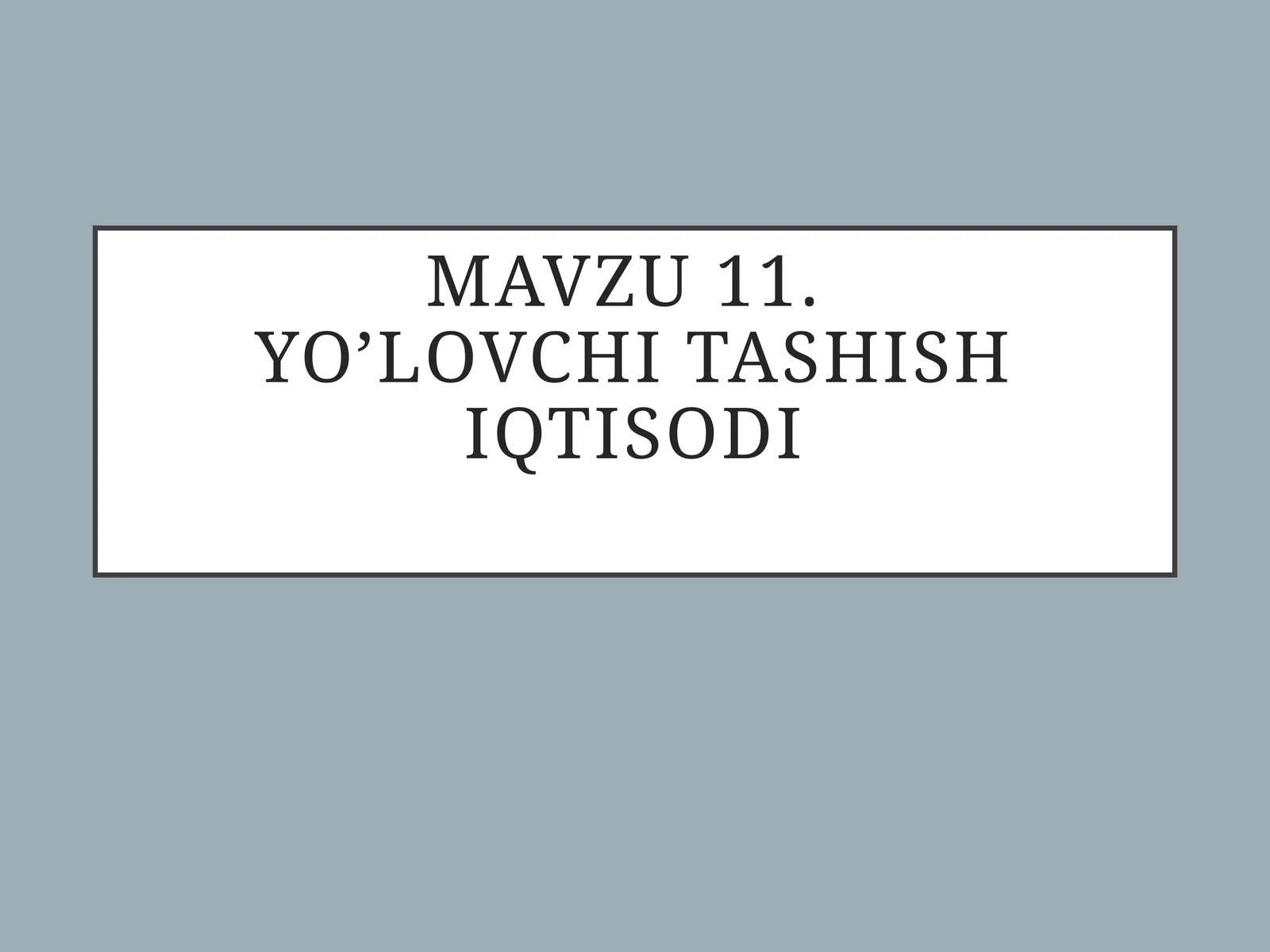 Yo’lovchi tashishi iqtisodi