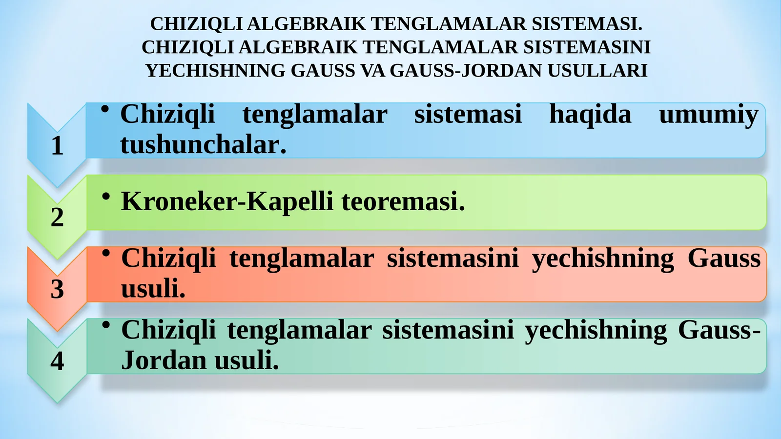 Chiziqli Tenglamalar Sistemasini Yechish