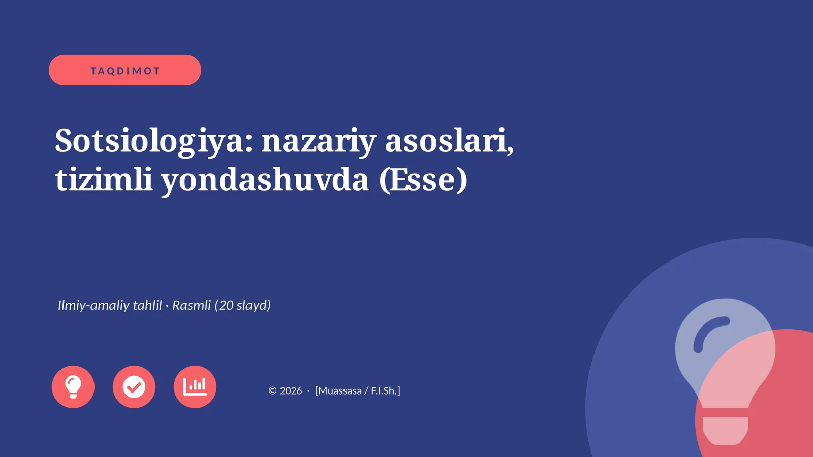 Sotsiologiya: nazariy asoslari, tizimli yondashuvda (Esse)