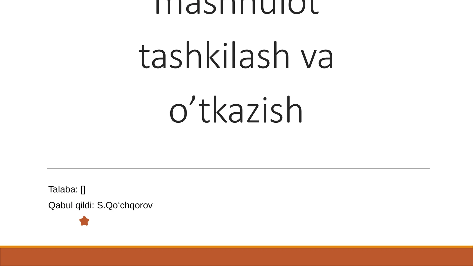 Nosozliklar mavzusibo’yicha mashhulot