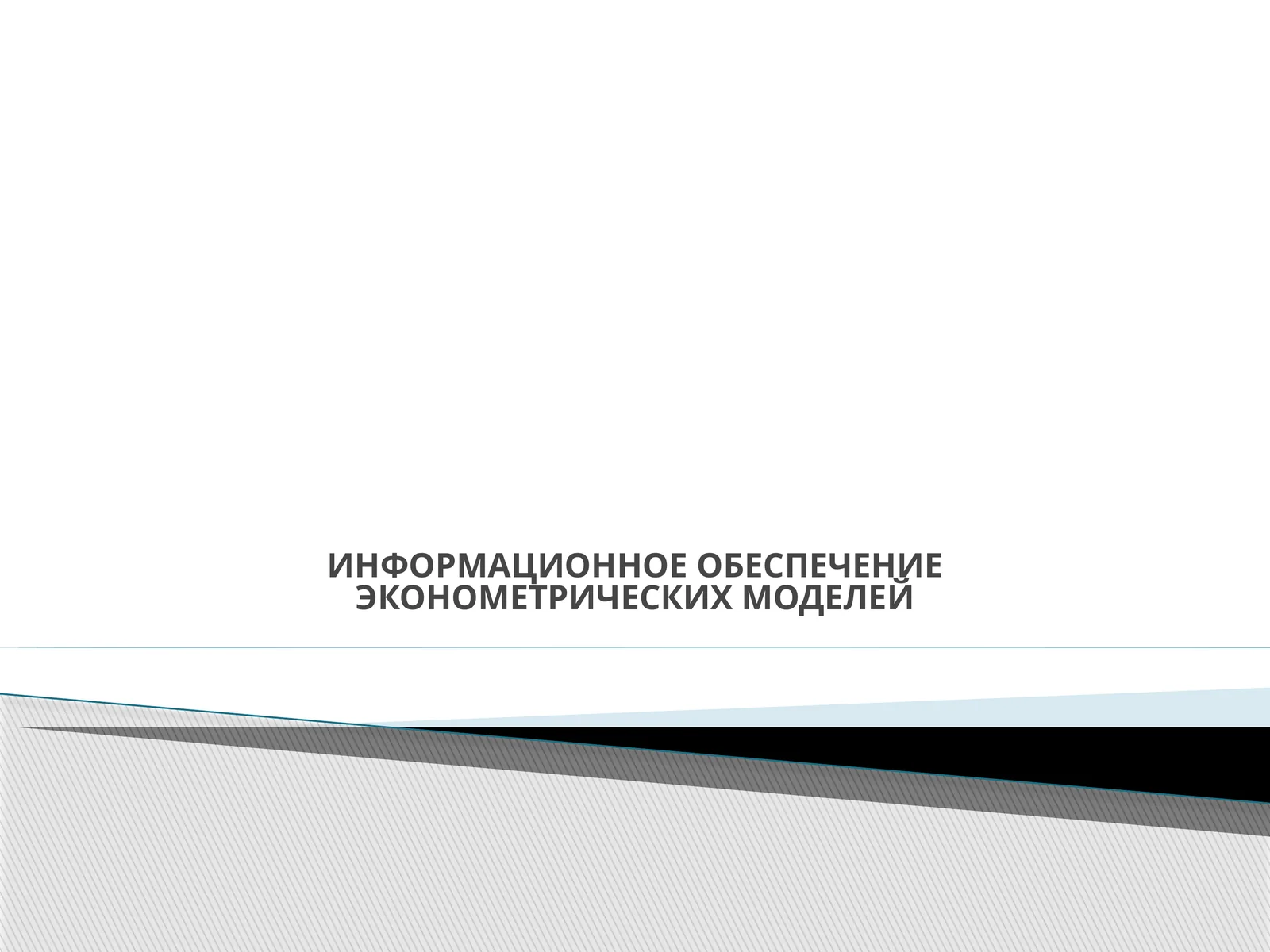 ИНФОРМАЦИОННОЕ ОБЕСПЕЧЕНИЕ ЭКОНОМЕТРИЧЕСКИХ МОДЕЛЕЙ