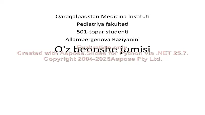 Qaraqalpaqstan Medicina Instituti Pediatriya fakulteti malakaviy ishlar