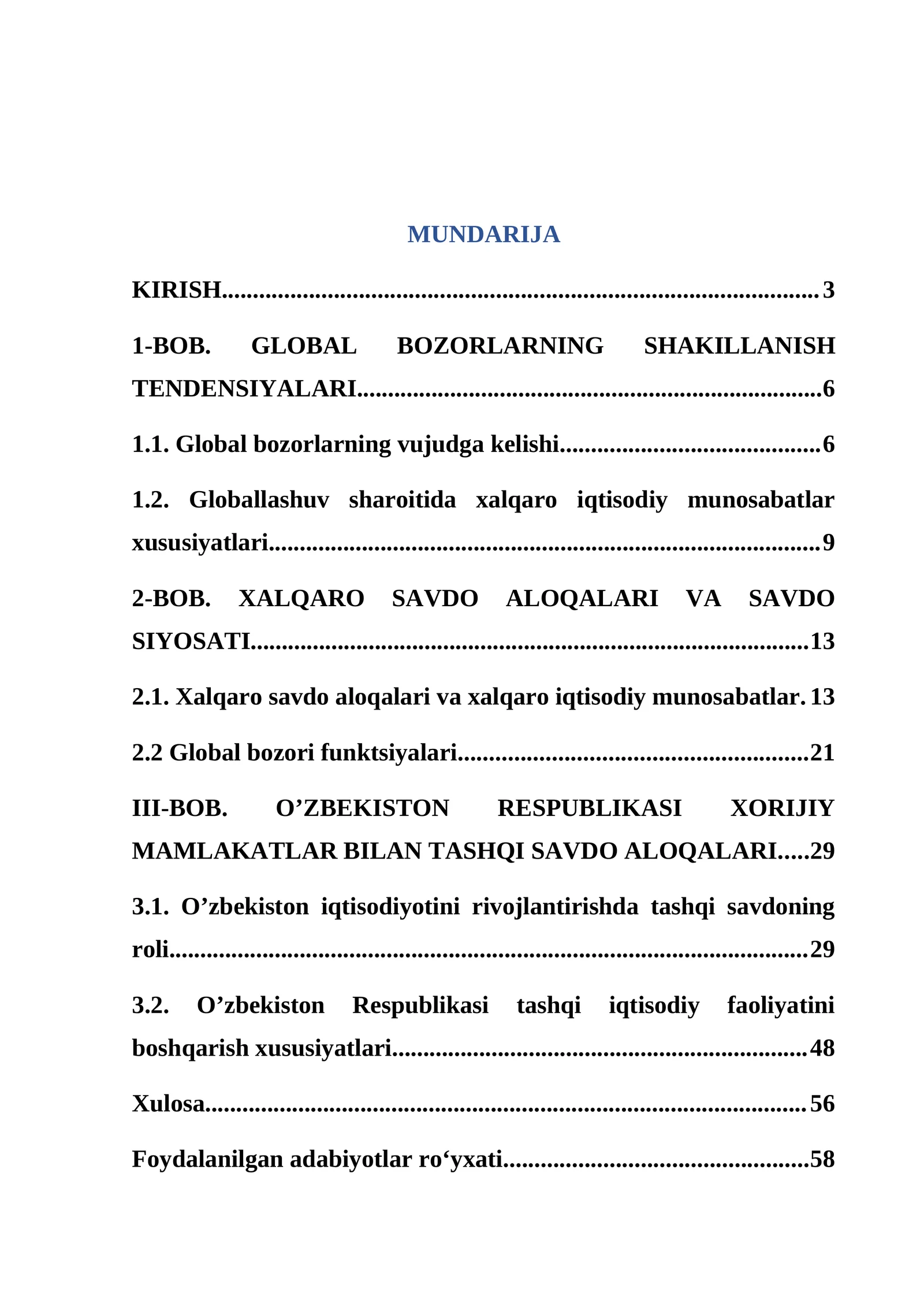 GLOBAL BOZORLARNING SHAKILLANISH TENDENSIYALARI