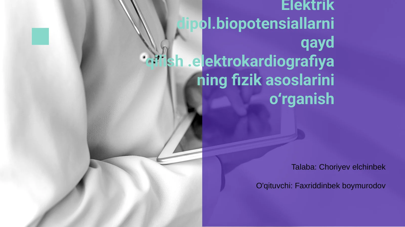 Elektrik Dipol va Biopotensiallar