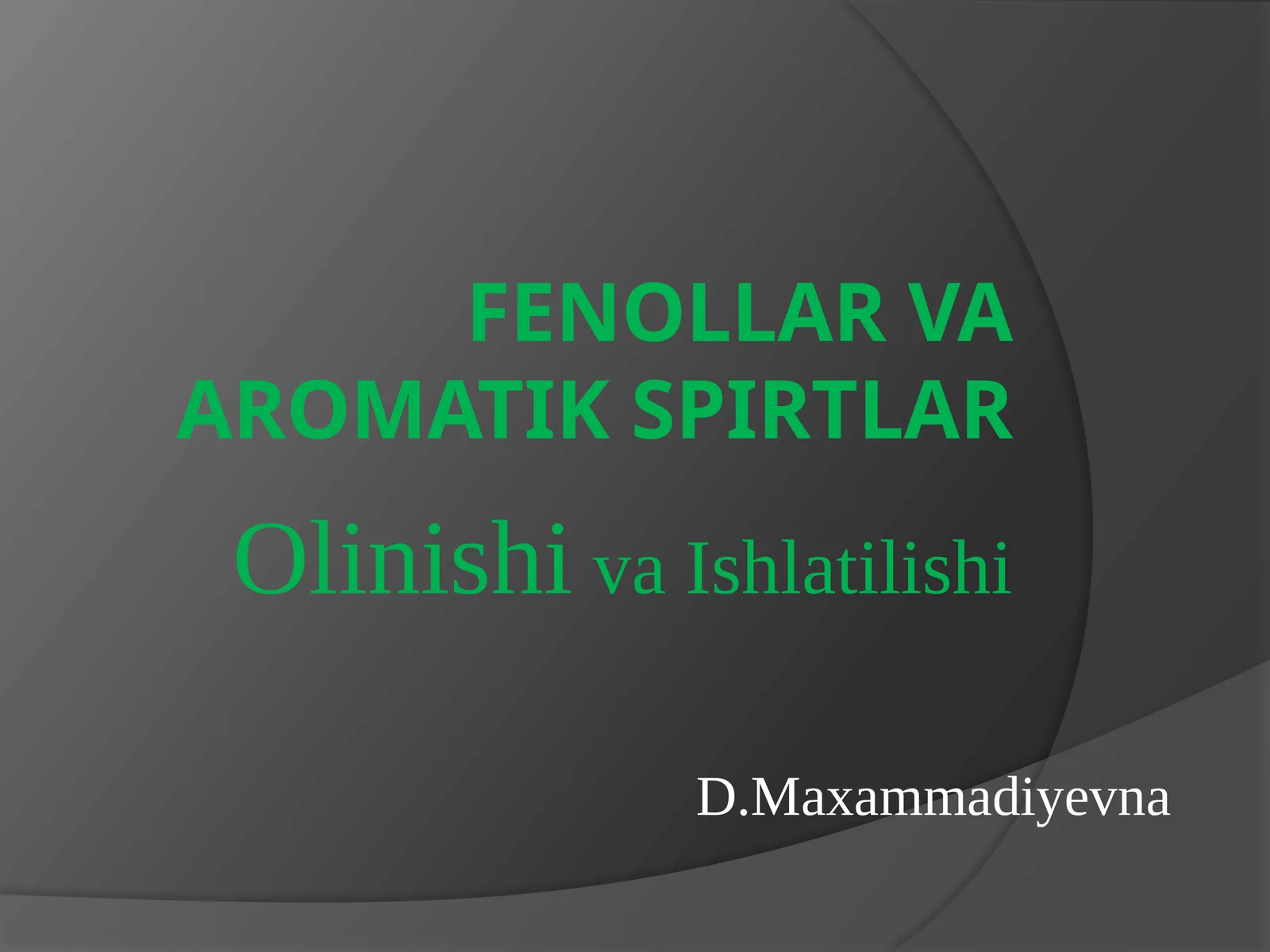 Fenollar va Aromatik Spirtlar