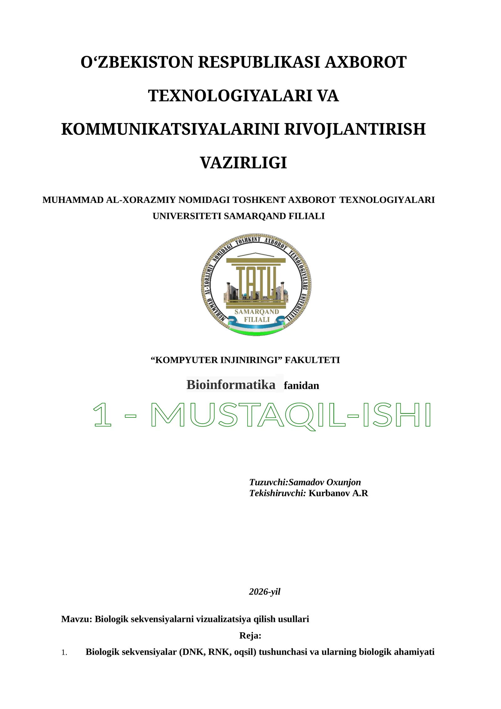 Biologik sekvensiyalarni vizualizatsiya qilish usullari