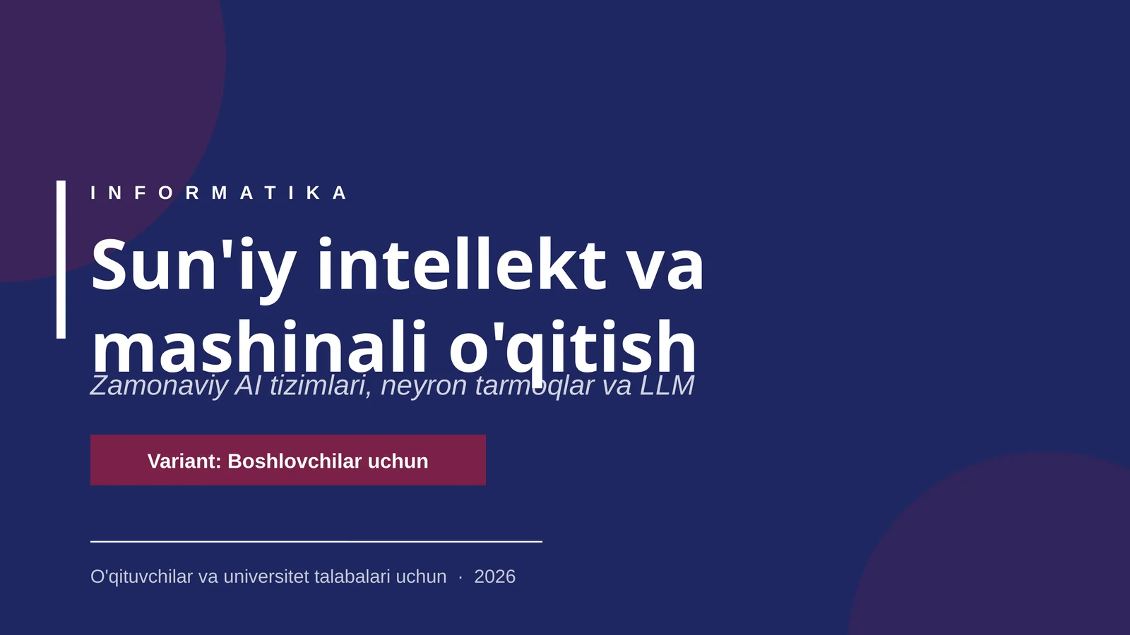 Sun'iy intellekt va mashinali o'qitish