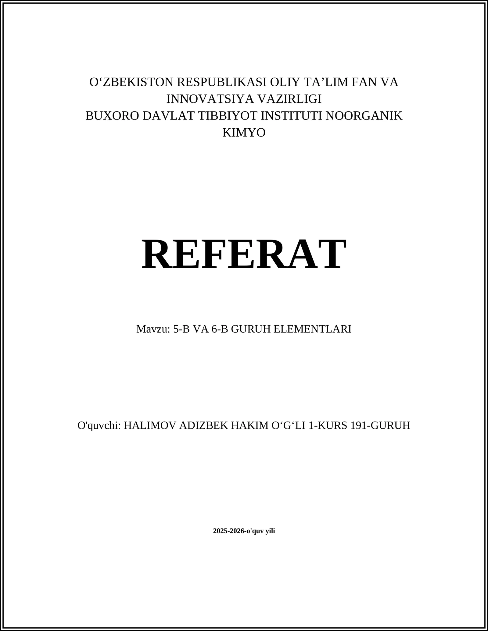 5-B VA 6-B GURUH ELEMENTLARI