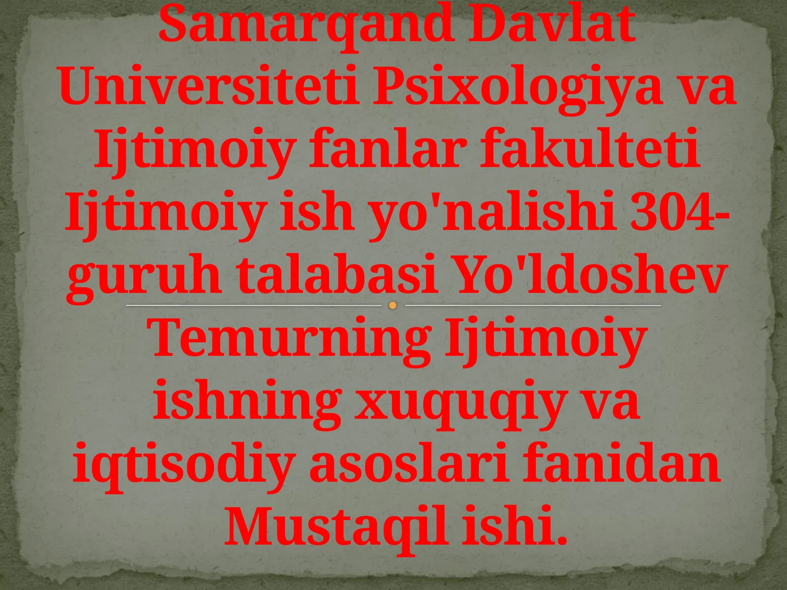 Bolali oilalarning davlat tomonidan qo'llab quvvatlashning xuquqiy asoslari