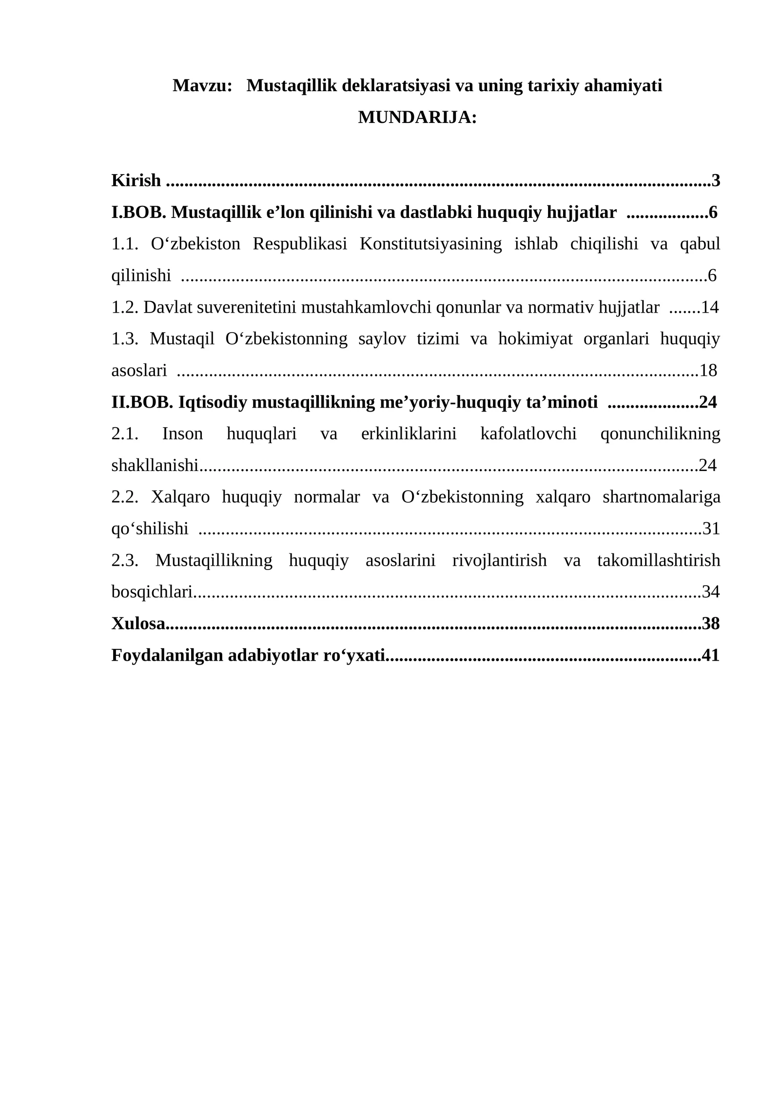 Mustaqillik deklaratsiyasi va uning tarixiy ahamiyati