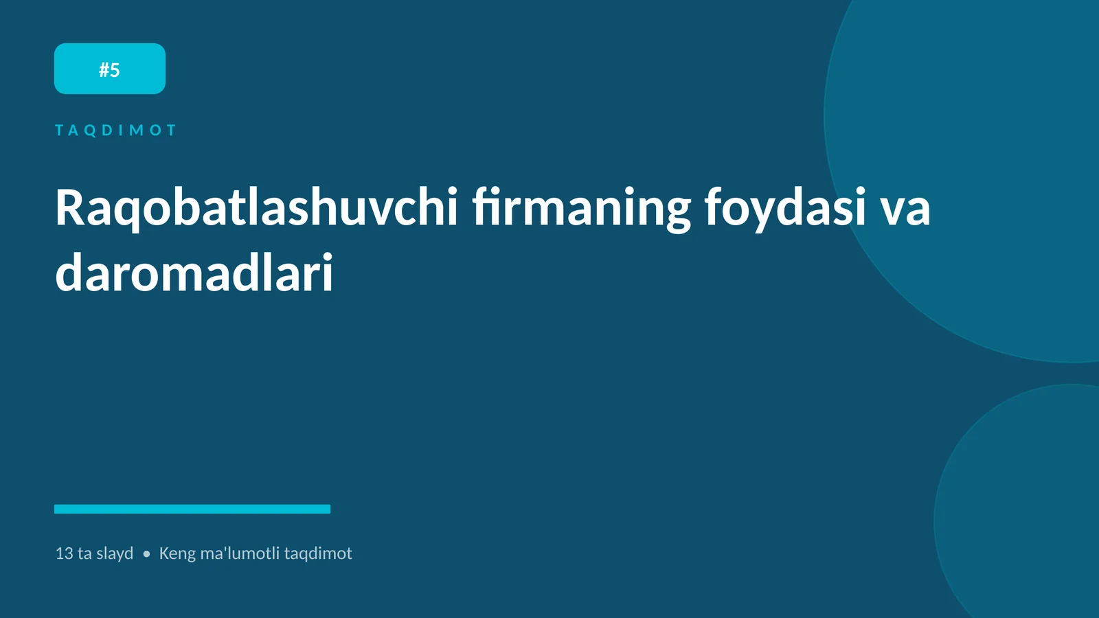 Raqobatlashuvchi firmaning foydasi va daromadlari