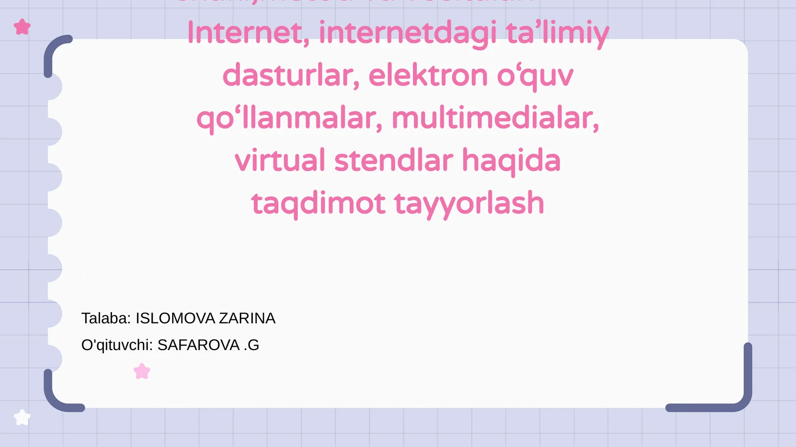 Ta’lim jarayonini tashkil etishning innovatsion shakl,metod va vositalari