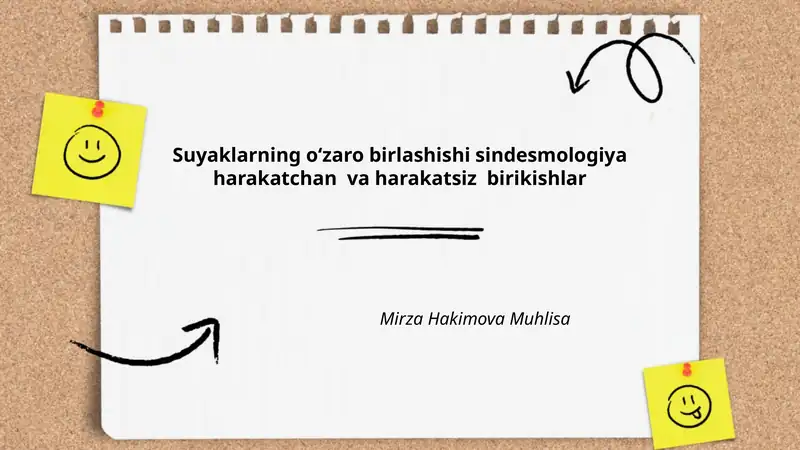 Suyaklarning oʻzaro birlashishi sindesmologiya harakatchan va harakatsiz birikishlar