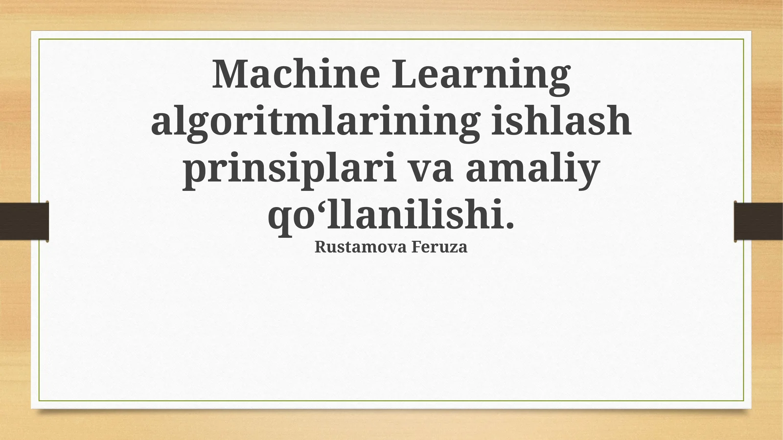 Mashinalarni o'rgatish algoritmlarining ishlash prinsiplari va amaliy qo' llanilishi