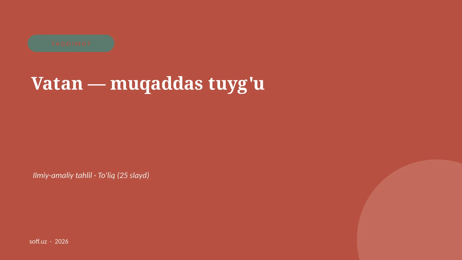 Vatan — muqaddas tuyg'u