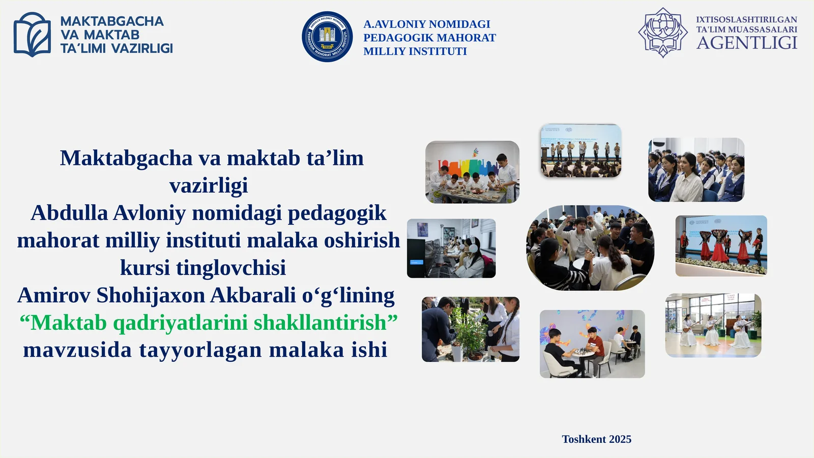 Maktab qadriyatlarini shakllantirish