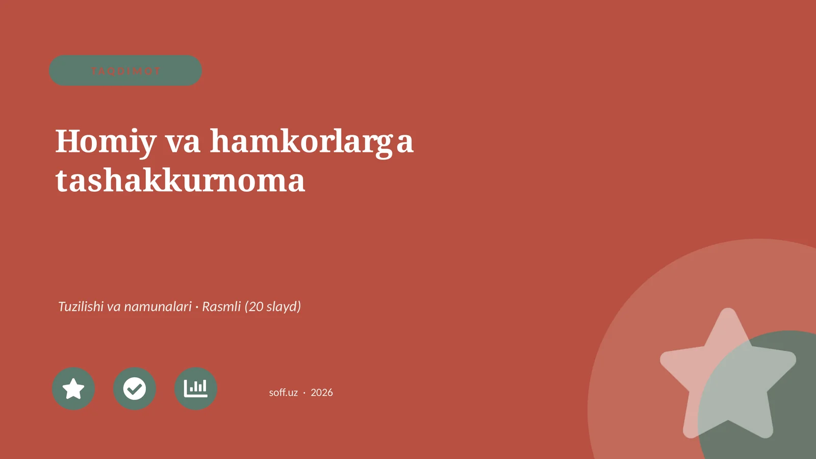 Homiy va hamkorlarga tashakkurnoma