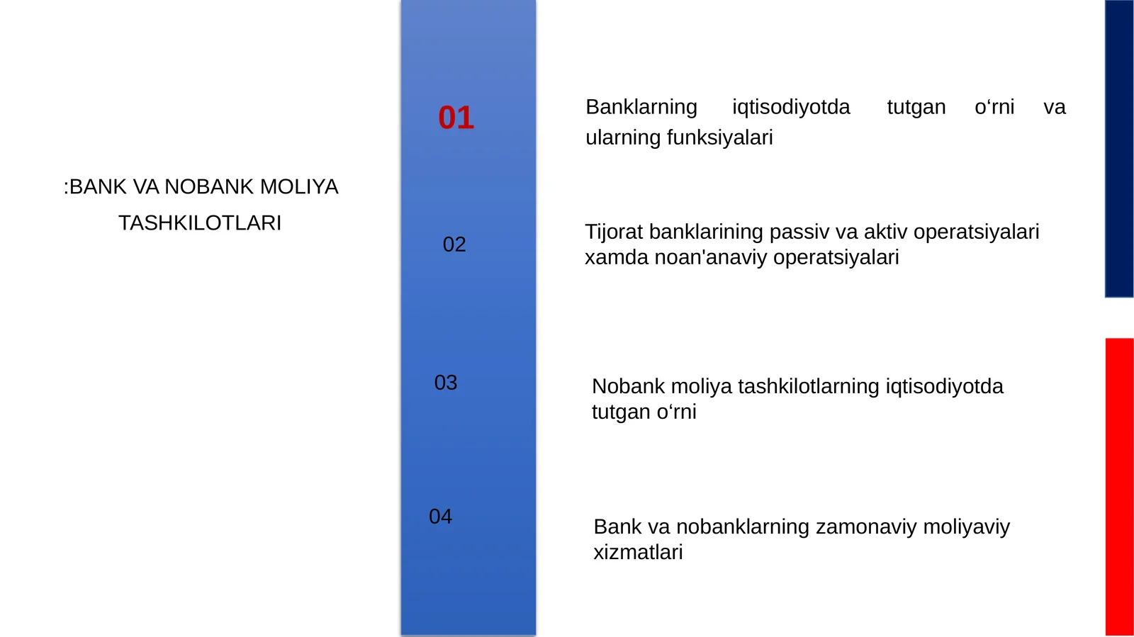 Banklarning iqtisodiyotda tutgan o'rniga oid funksiyalari