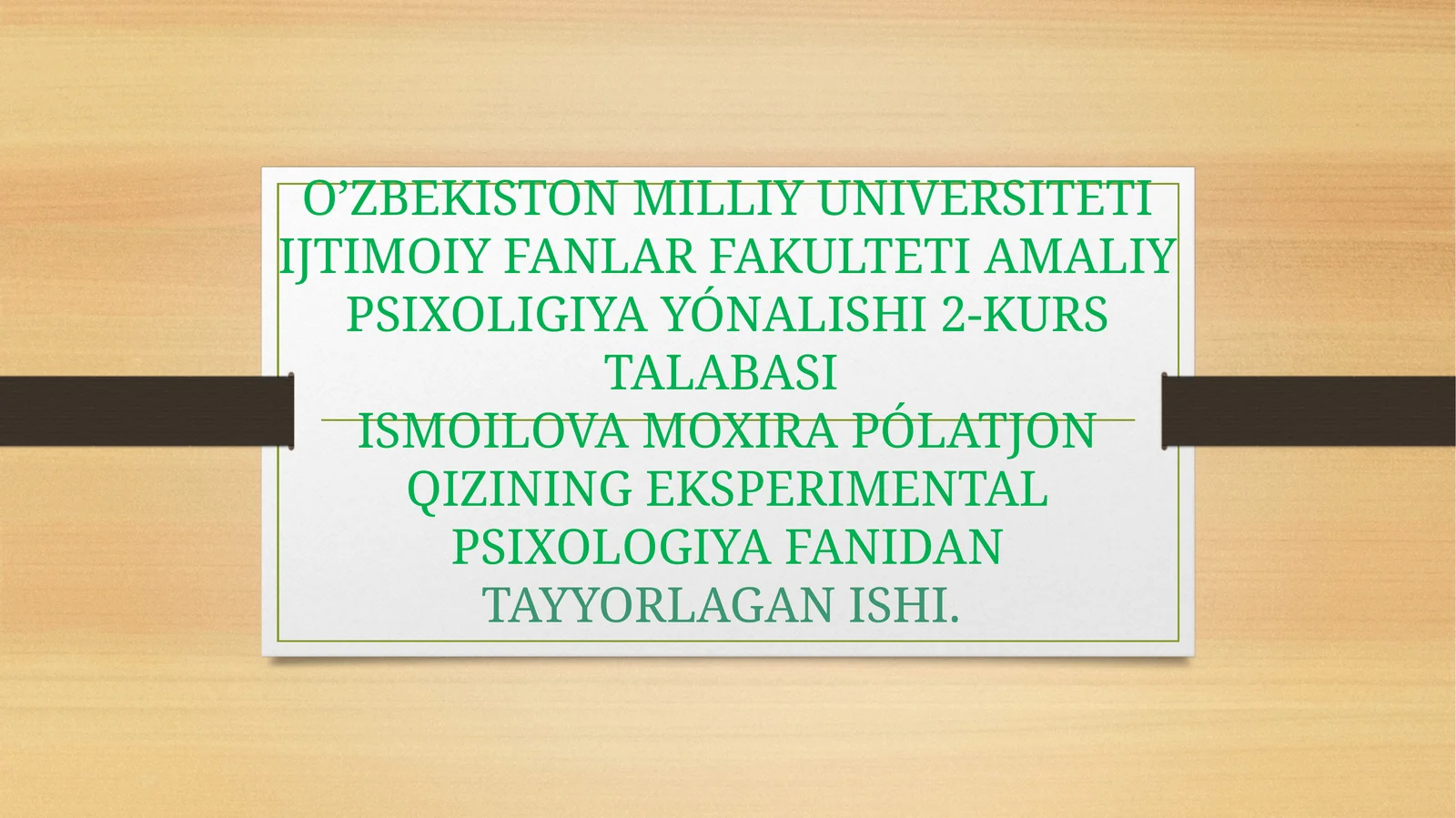 QISQA MUDDATLI XOTIRANI TADQIQ ETISH