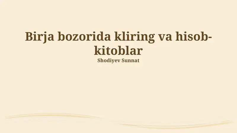 Tozalash va hisob-kitobdagi texnologiyalar