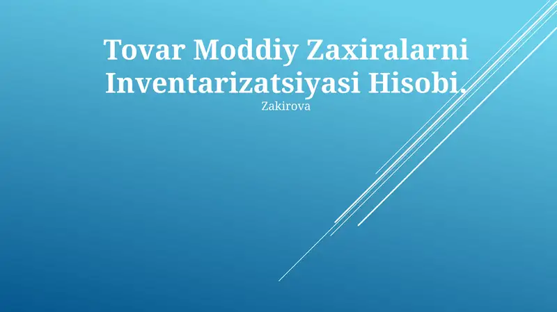 Tovar Moddiy Zaxiralarni Inventarizatsiyasi Hisobi