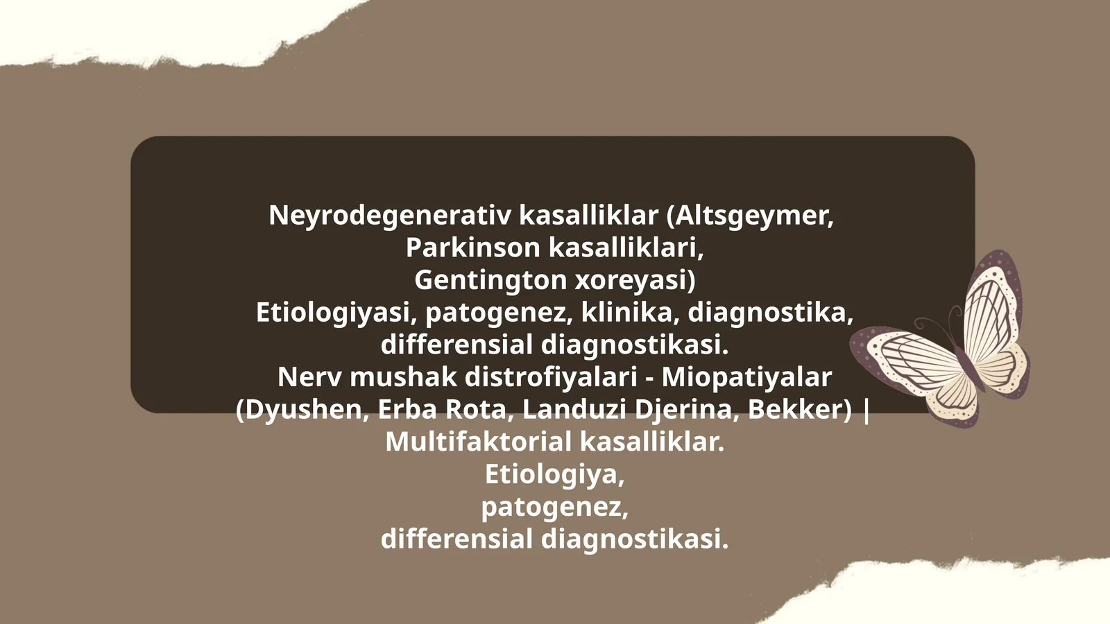 Neyrodegenerativ kasalliklar (Altsgeymer, Parkinson kasalliklari, Gentington xoreyasi)