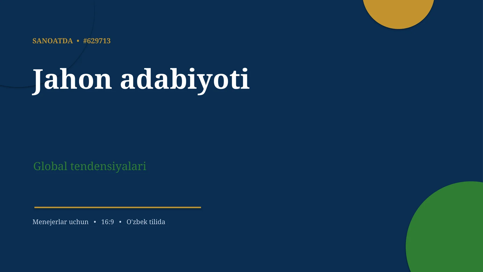 Jahon adabiyoti Global tendensiyalari