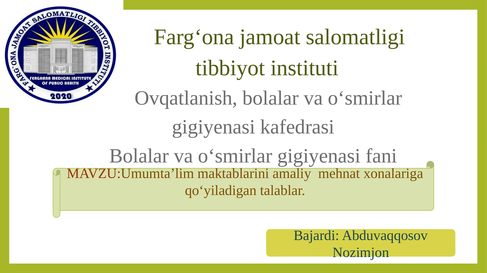 Umumtaʼlim maktablarini amaliy mehnatxonalariga qoʻyiladigan talablar