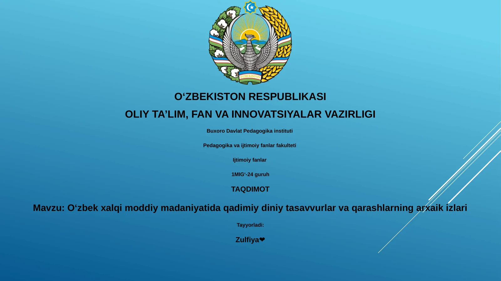 Oʻzbek xalqi moddiy madaniyatida qadimiy diniy tasavvurlar va qarashlarning arxaik izlari