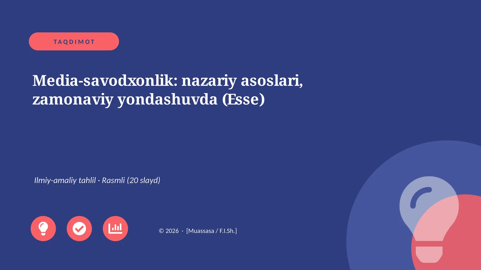 Media-savodxonlik: nazariy asoslari, zamonaviy yondashuvda (Esse)