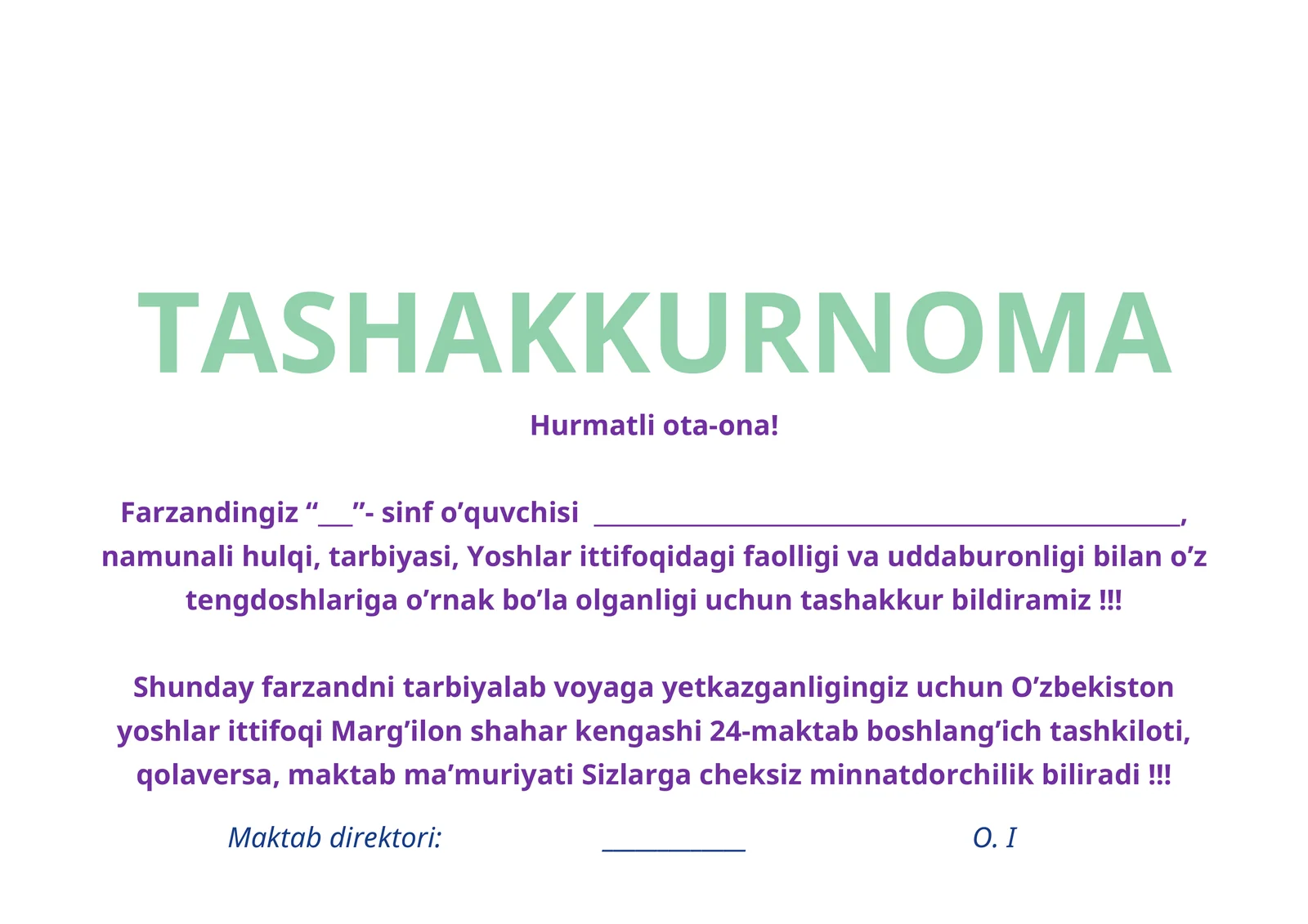 TASHAKKURNOMA