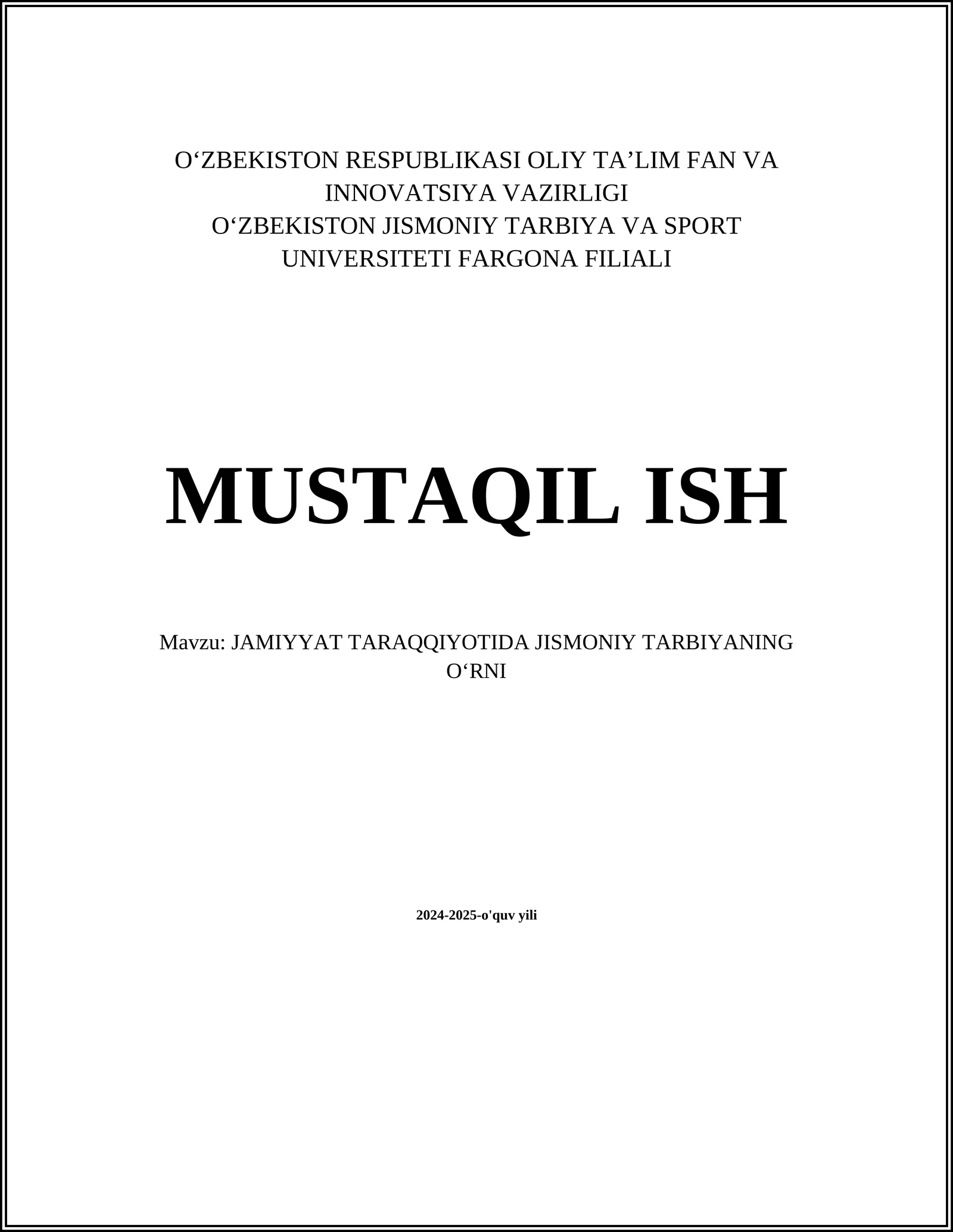 Jismoniy Tarbiya Tushunchasi
