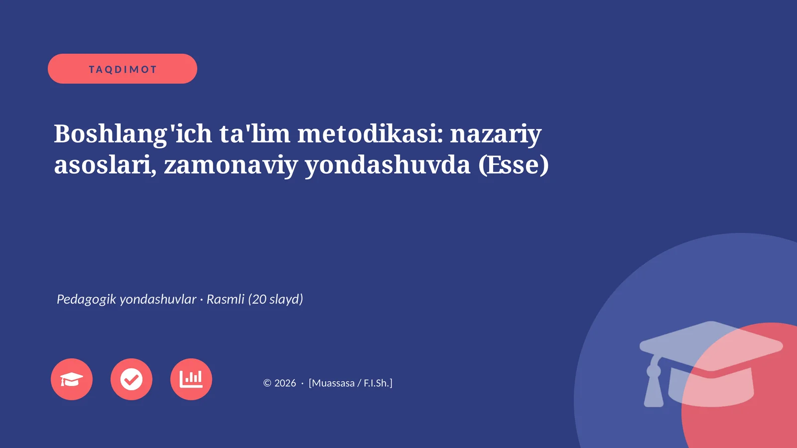 Boshlang'ich ta'lim metodikasi: nazariy asoslari, zamonaviy yondashuvda (Esse)