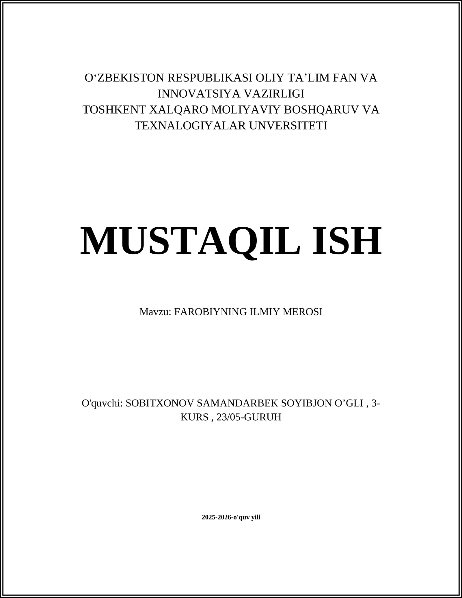 FAROBIYNING ILMIY MEROSI