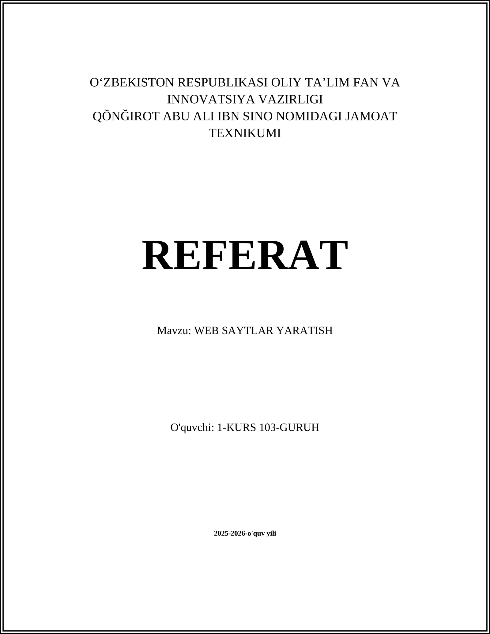 WEB SAYTLAR YARATISH