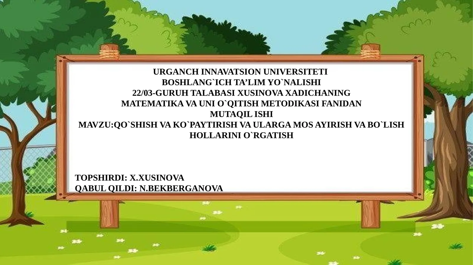 Qo'shish va Ko'paytirish va Ularga Mos Ayirish va Bo'lish O'rgatish